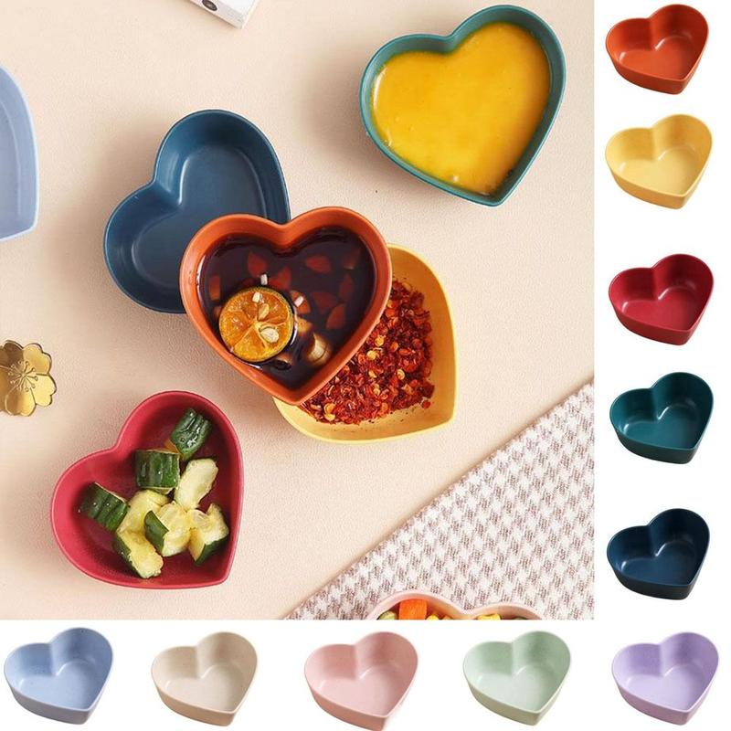 Creative Wheat Straw Heart Shape Seasoning Dish Mini Washable Salted Cabbage Dish Unbreakable Nordic Style Soy Sauce Dishes Home 1