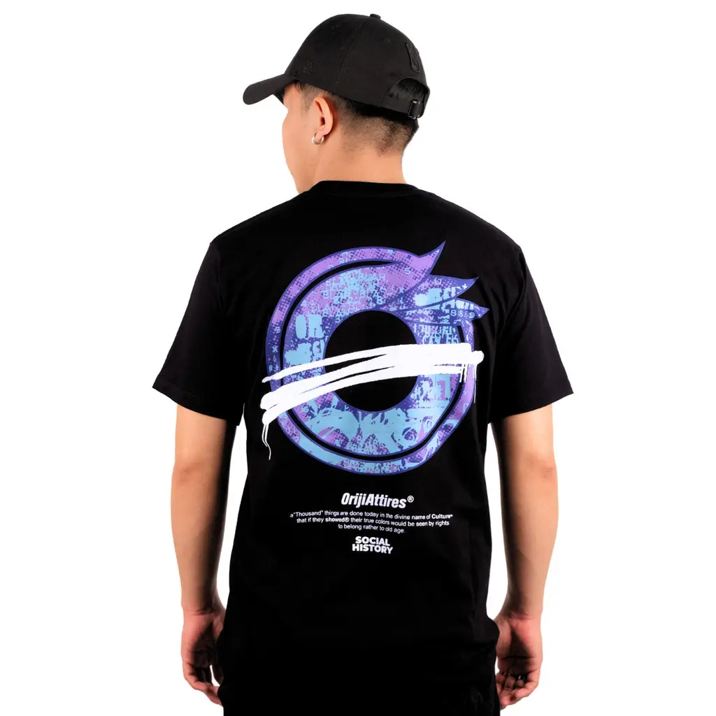 Orijiattires Kaos Slim Fit Reguler Lengan Pendek Pria Wanita Social History Sablon Plastisol Cotton Combed Hitam M L XL (WD076PD)