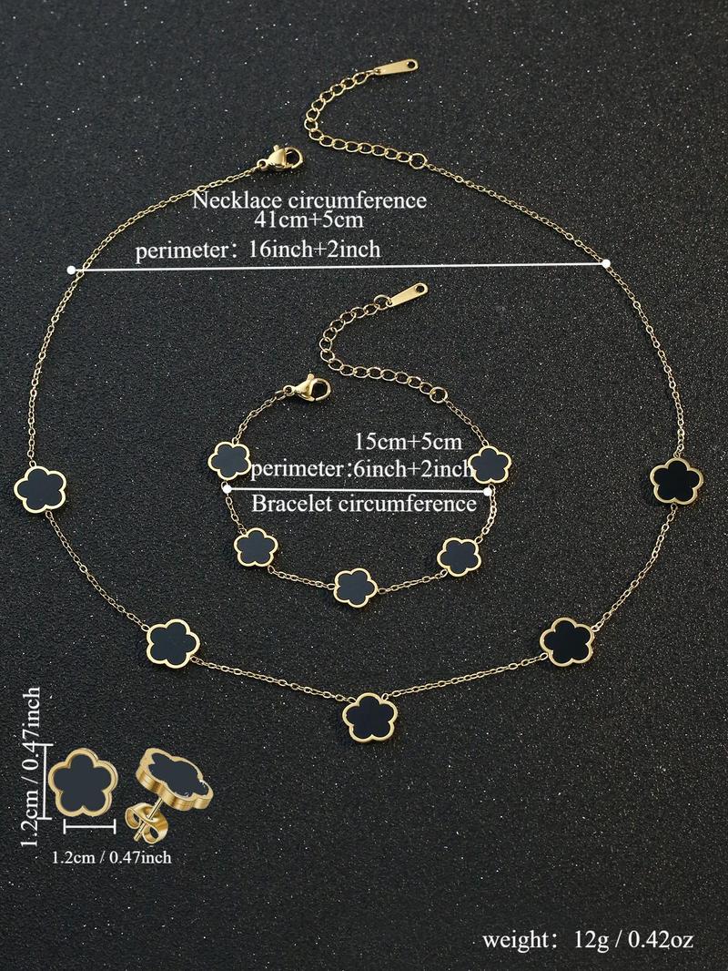Product Introduction of Flower Design Summer Jewelry Set, Casual Earrings & Necklace & Bracelet, Women's Trendy All-match & Exquisite Jewelry for Party, Daily Clothing Decor 12