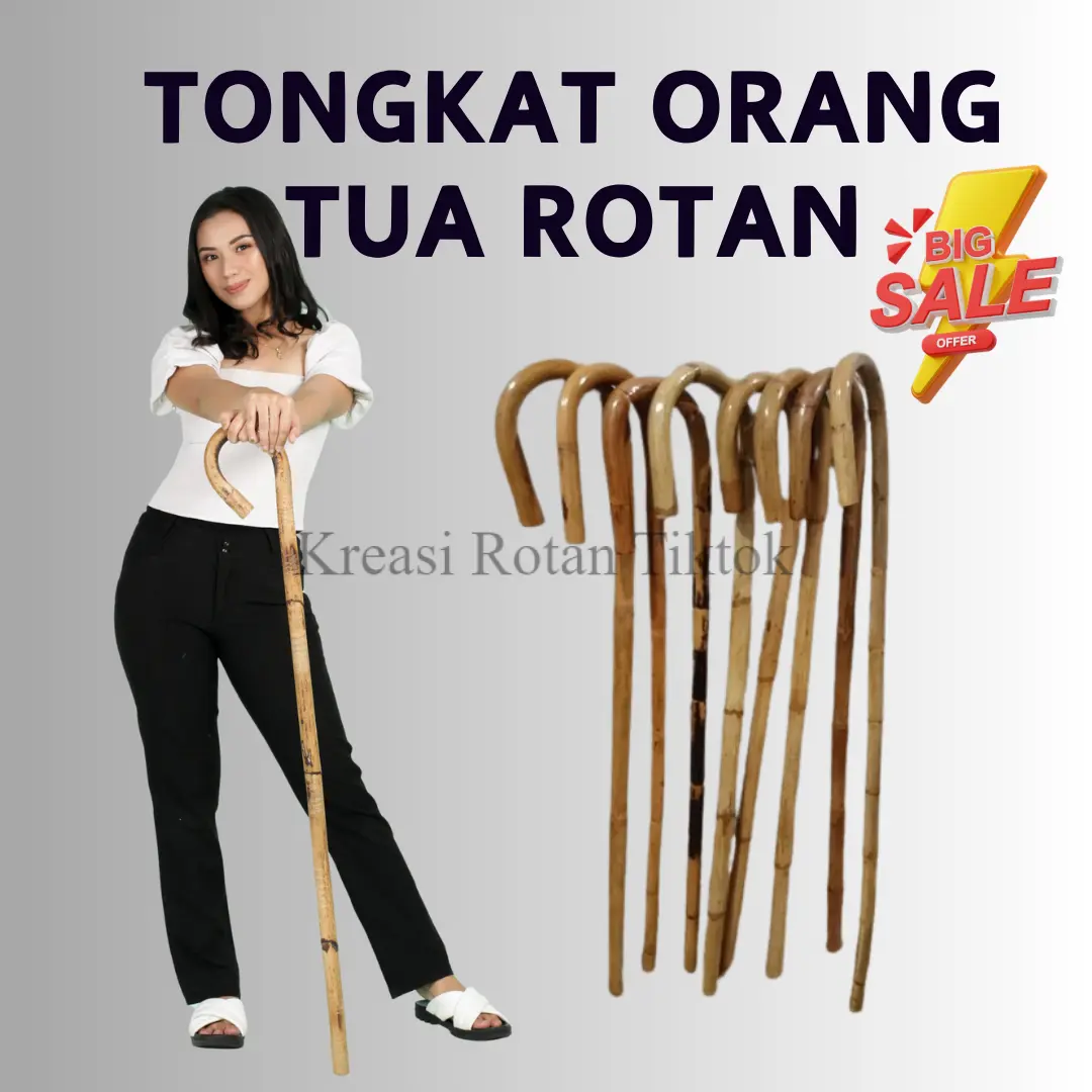Tongkat Jalan Orang Tua Rotan – Pegangan Kokoh, Ringan, dan Nyaman untuk Mobilitas Lebih Aman