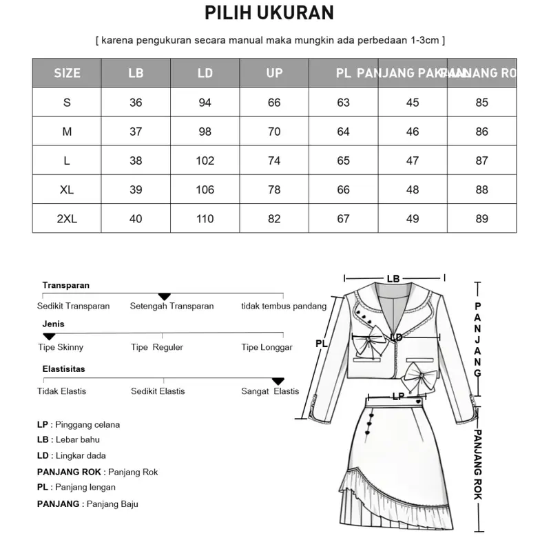 CHICMORE Setelan Atasan Lengan Panjang Dan Rok Panjang Miki Warna Kontras Gaya Modis Untuk Wanita 1