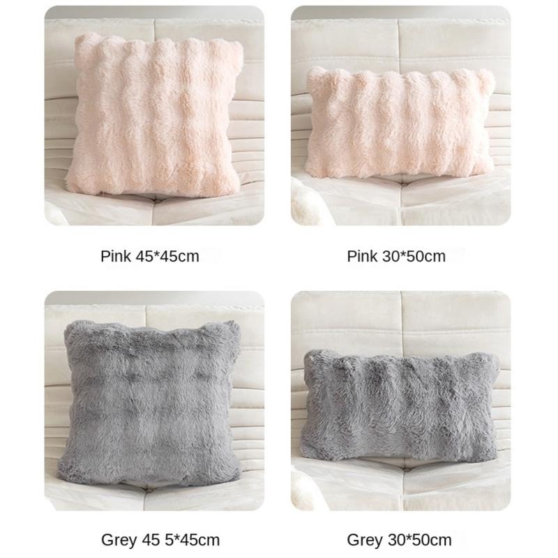 Product Introduction of Simple Imitation Rabbit Hair Plush Cushion Cover Warm Bubble Velvet Pillow Case Soft Sofa Pillowcase Home Decor 20