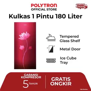 POLYTRON Kulkas 1 Pintu Beauty metal door 180 liter PRB 189R - merah