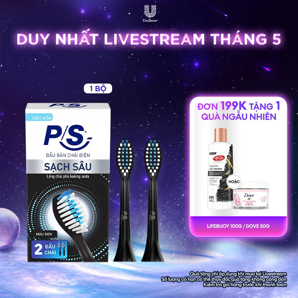 Bộ 2 đầu bàn chải điện P/S S100 Pro, Sạch mảng bám đến 10X (Thay đầu bàn chải mỗi 3 tháng) [1]