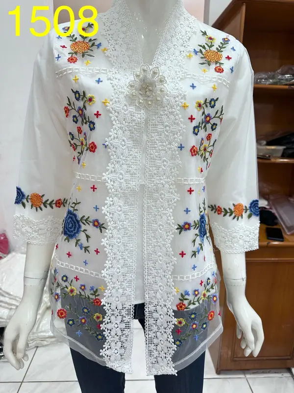 1514 kebaya rompi organdi alexuez premium brukat /kebaya encim bordir 0