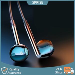 SPRISE Noise Cancelling Original Earphones Wired With Microphone Stereo Bass In-Ear Earpiece Headset 3.5mm Cable Audio Metal Earbud Clip