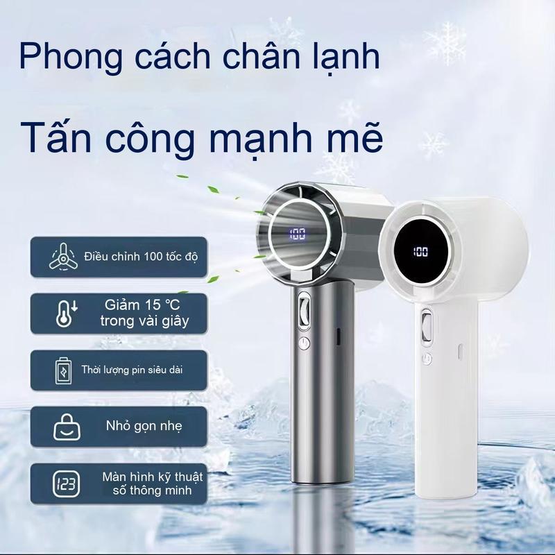 2025 Goojodoq 4000 mAh Turbo Jet Mini Quạt Sạc Tốc Độ Cao Cầm Tay Di Động Gió Mạnh 100 Gear