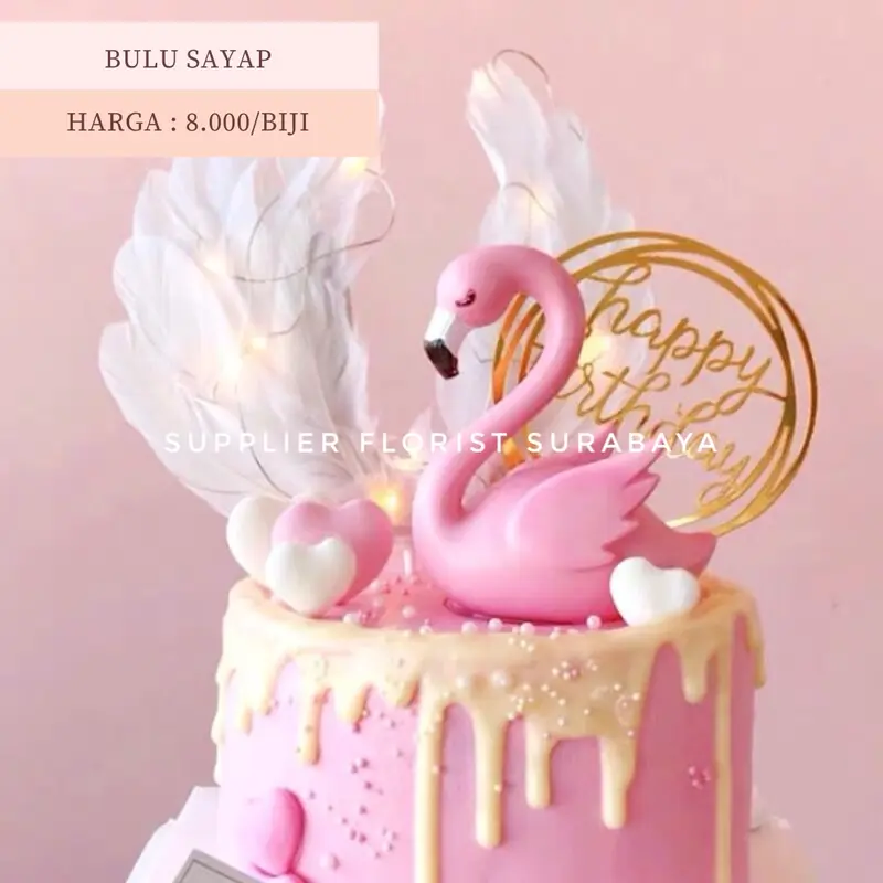 HIASAN KUE TART MODEL BULU BULU PUTIH DAN HITAM TOPPER KUE TART, BULU KAWAT MODEL HATI SPIRAL, BULU MODEL SAYAP 1