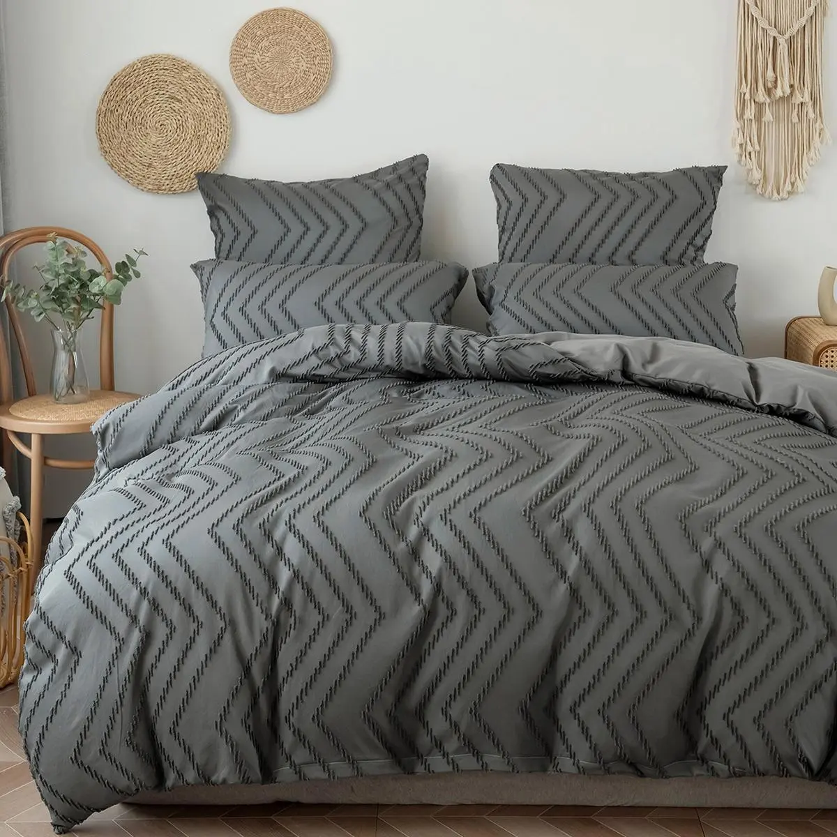 Geometric Pattern Duvet Cover Set, 3 Counts/set Including 1 Count Duvet Cover & 2 Counts Pillowcases without Filler, Soft Comfortable Bedding Set for Home Bedroom Dormitory Hotel