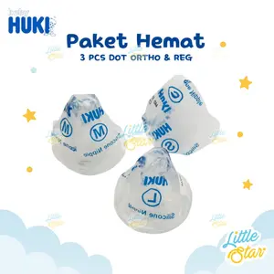 3 Pcs Huki Baby Nipple Silicone Karet Orthodontic Paket Dot Gepeng Bayi Newbor