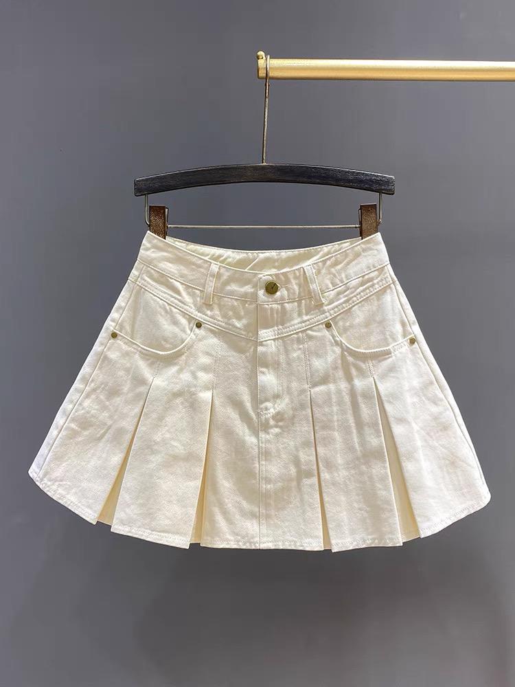 Product Introduction of (S-XL) Chân váy vải jean xếp li xoè kiểu có lót trong CV800 thông thường giặt bằng nước lạnh 1