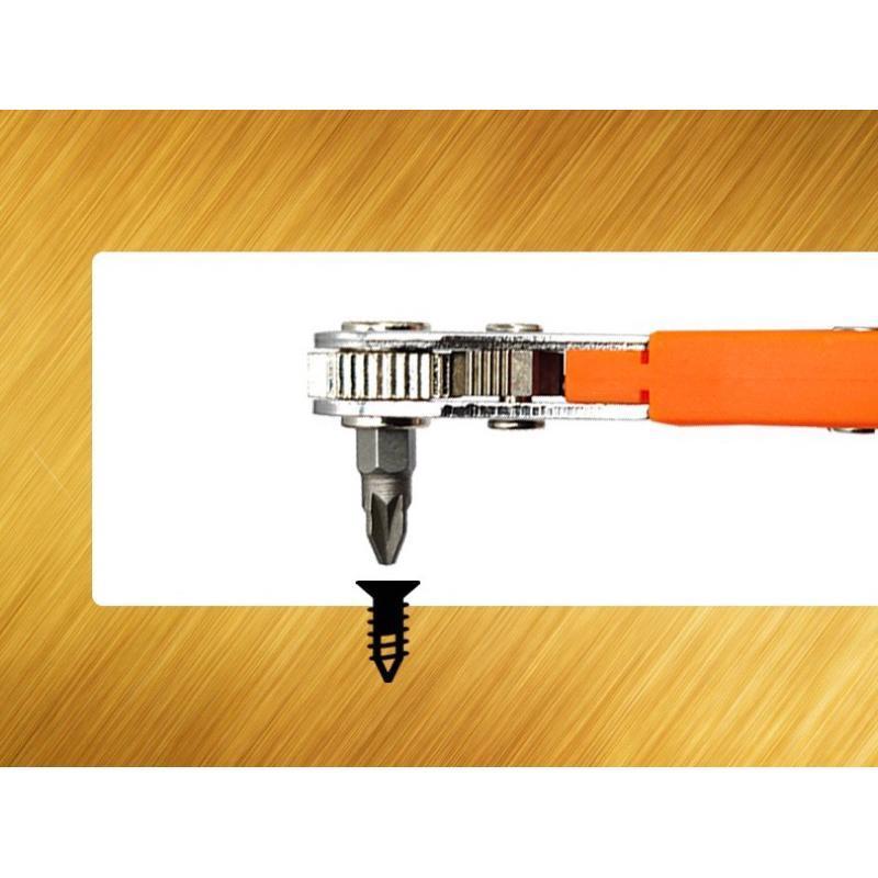 Obeng Ratchet 36 Gigi Cocok untuk Ruangan Kecil di Sepeda Motor dan Mobil Alat Obeng Fender Siku Berbentuk L Maju dan Mundur 1+10+9pcs Selongsong 5mm-13mm 1/4 Adaptor