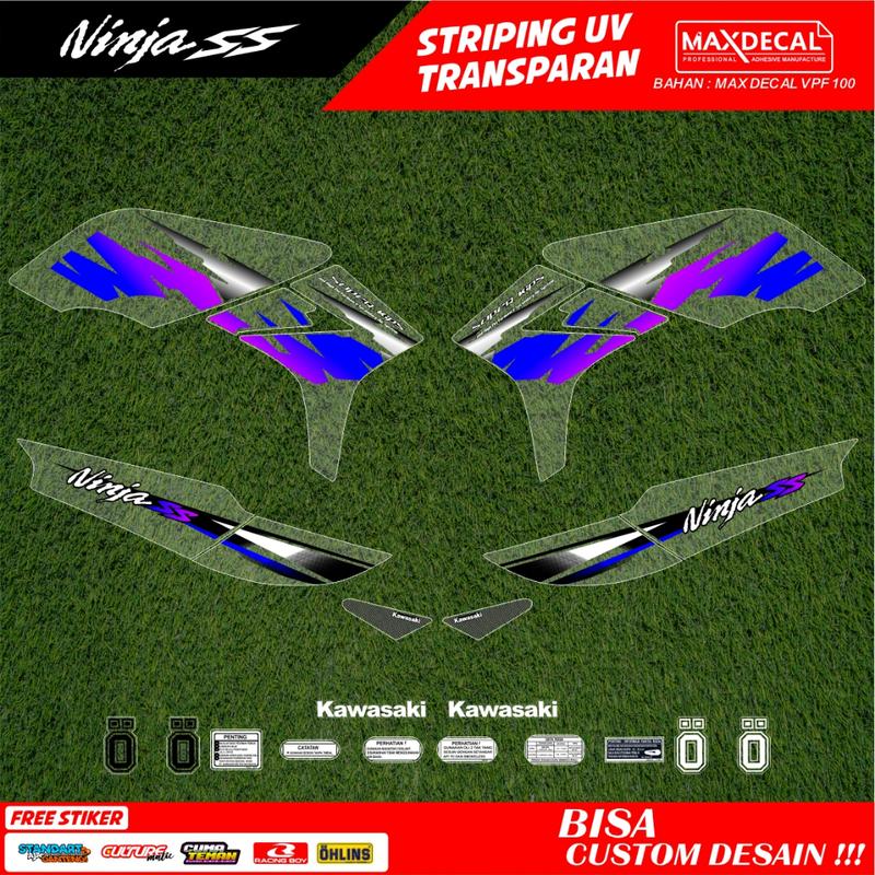 striping sticker ninja ss rr new transparan racing minimalis merah hijau biru hitam hologram nj-36 2