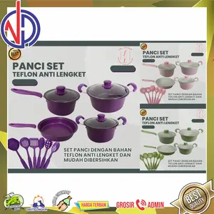 COOKWARE SET 13/ALAT MASAK 1 SET ISI 13 PCS WARNA WARNI / PANCI STAINLESS STEEL COOKWARE FREE PACKING DUS VD