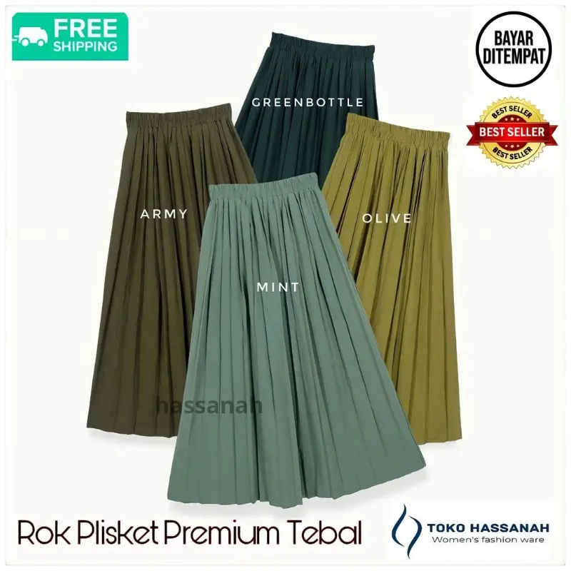 ROK PLISKET WANITA PREMIUM TEBAL / ROK KERJA MUSLIMAH / ROK PLISKET BAWAHAN 0