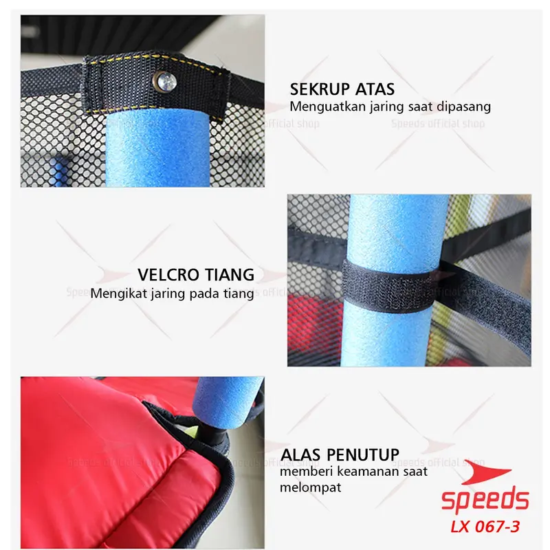 SPEEDS Trampolin Berjaring Pengaman Trampoline Mainan Lompat 55inch 067-3 6