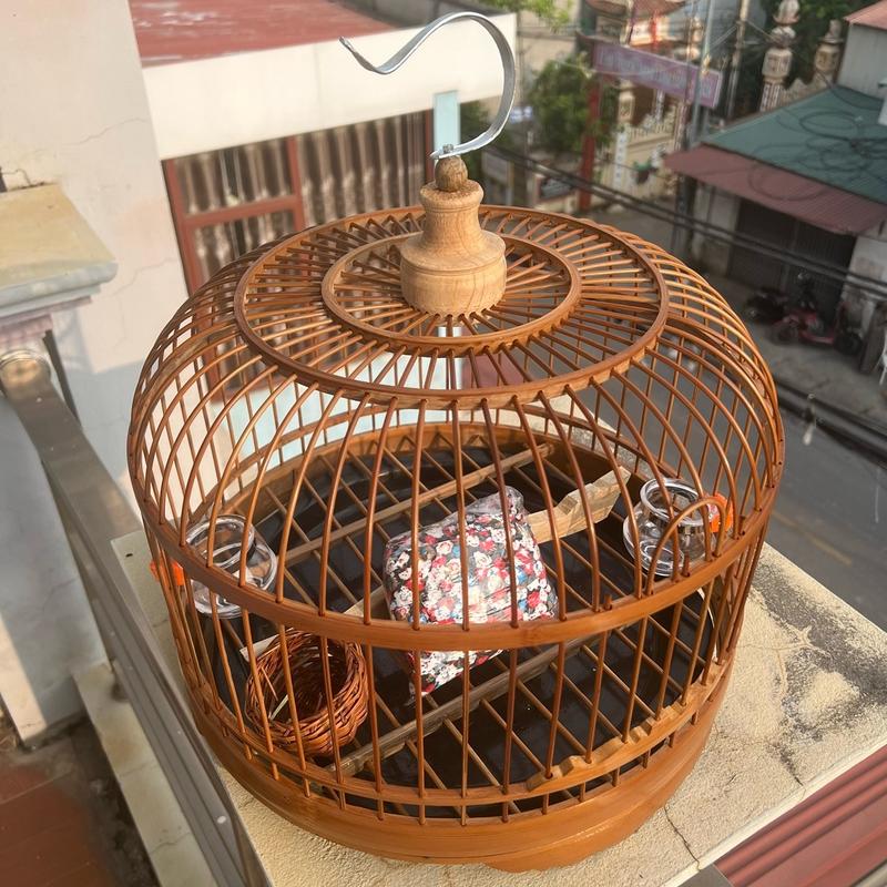 Lồng cu gáy trúc cật. Kiểu mới. Kích thước chiều rộng 38cm, 40cm. Chiều cao 25cm. Nan lồng 3li. Có đủ phụ kiện. Miễn phí vận chuyển 2