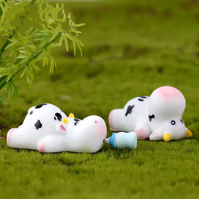 8PCS Micro-Landscape Decorations Miniature Cow Figurines Garden ...