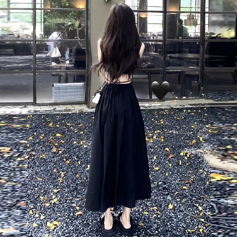 Gaun tanpa punggung leher halter gaya Korea baru Casual Wanita 6