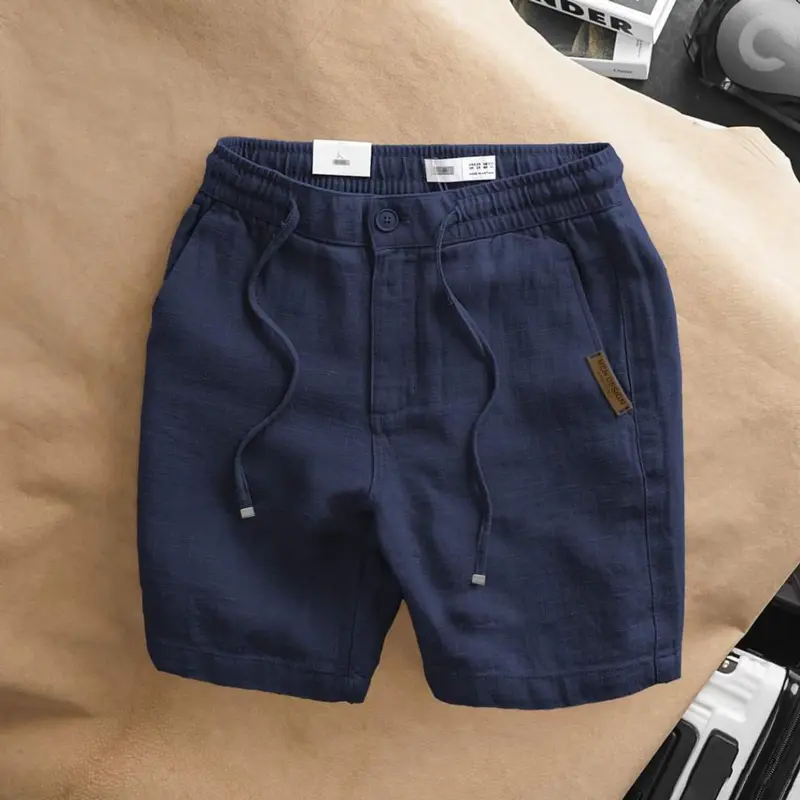 Quần Short Đũi Nam Dây Dút siêu mát - Quần nam đi phố đi biển Menswear Quần Lửng Có Túi Trắng 5
