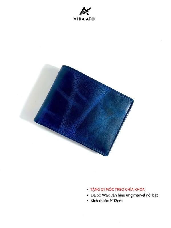 Ví Nam Da Bò Sáp Wax Mavel Da Nhập Khẩu Cao Cấp 9*12cm  (Tặng kèm móc khoá thép) đựng vừa giấy tờ cũ