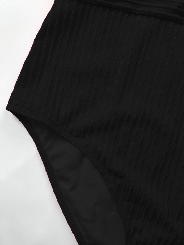 【Plus Size】Solid Color V Neck One-piece Tank Swimsuit, Plus Women's Sexy Sleeveless Ribbed Swimwear for Summer, Plus Ladies One Piece Swimsuit for Beach Holiday Vacation, Swim Bodysuit 7