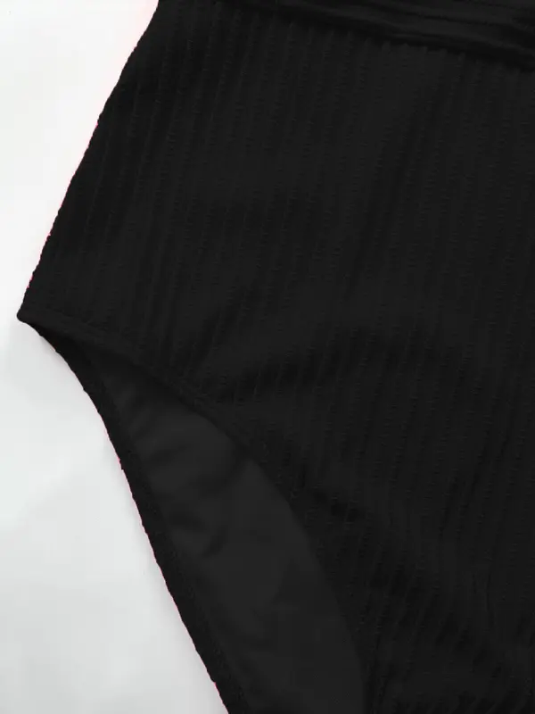 【Plus Size】Solid Color V Neck One-piece Tank Swimsuit, Plus Women's Sexy Sleeveless Ribbed Swimwear for Summer, Plus Ladies One Piece Swimsuit for Beach Holiday Vacation, Swim Bodysuit 7