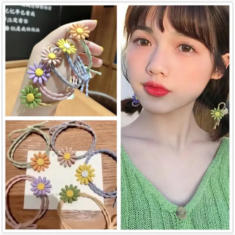 Thun cột tóc hoa cúc phong cách hàn quốc dễ thương Voi Chun 2