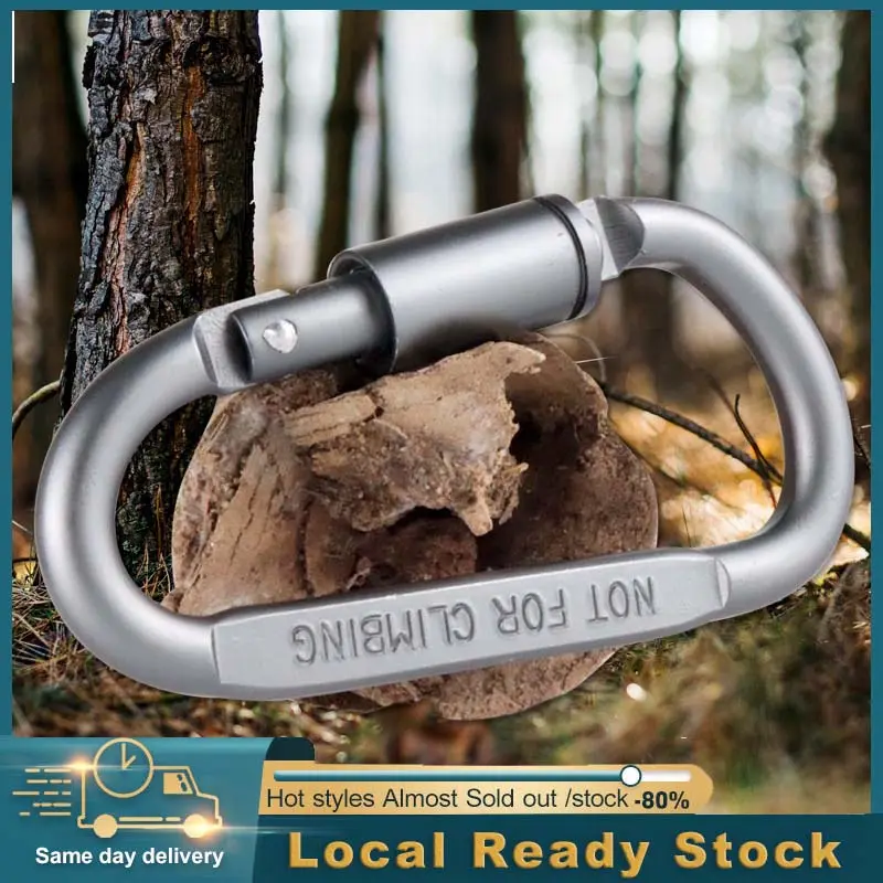 Aluminum Alloy D-ring Locking Carabiner Screw Lock Hanging Hook Buckle Keychain for Outdoor Camping Hiking