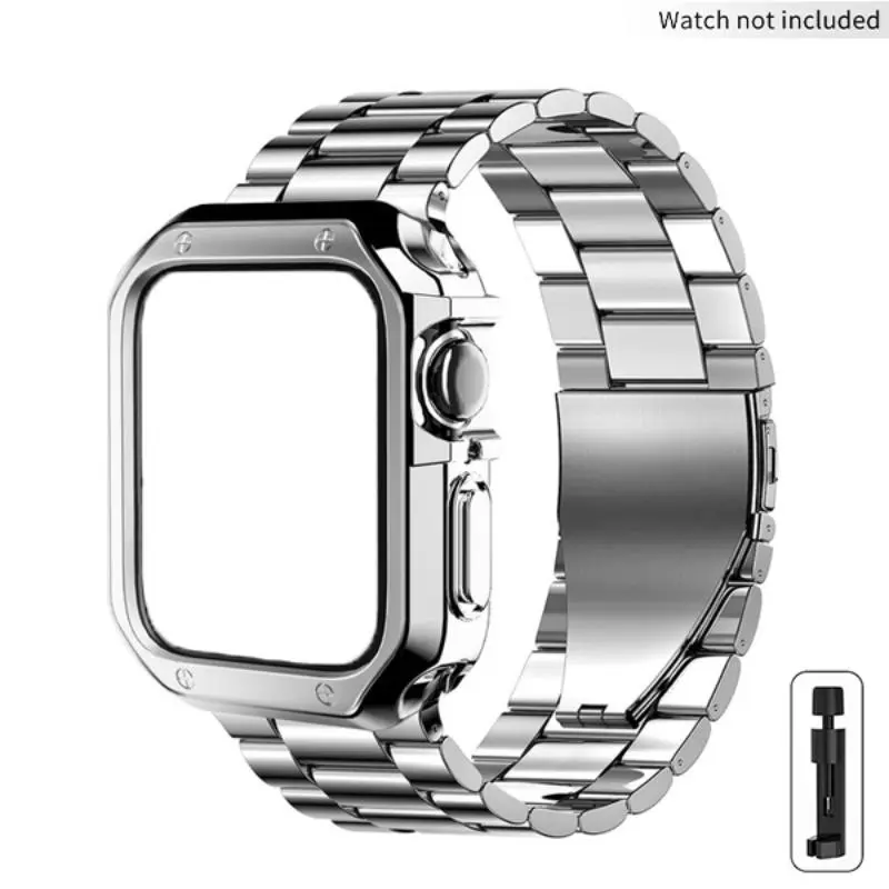 National Day Offers, Stainless Steel Watch Band with Tool, Fashionable Smart Watch Band for Women & Men, Replacement Watch Band for Apple Watch 38mm to 49mm, Wearable Accessories