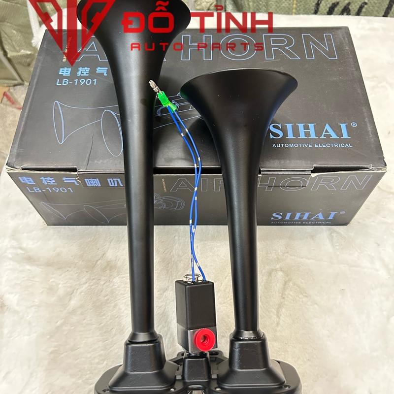 Còi hơi ô tô 2 loa Sihai. Kèn hơi xe tải xe khách có bình hơi.