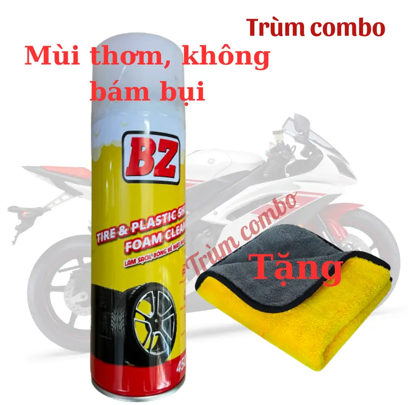 BZ Nhám - Chai Phục hồi nhựa nhám BZ Phục hồi nhựa nhám bạc màu, bảo vệ bề mặt nhựa, vỏ xe không bám bụi 0