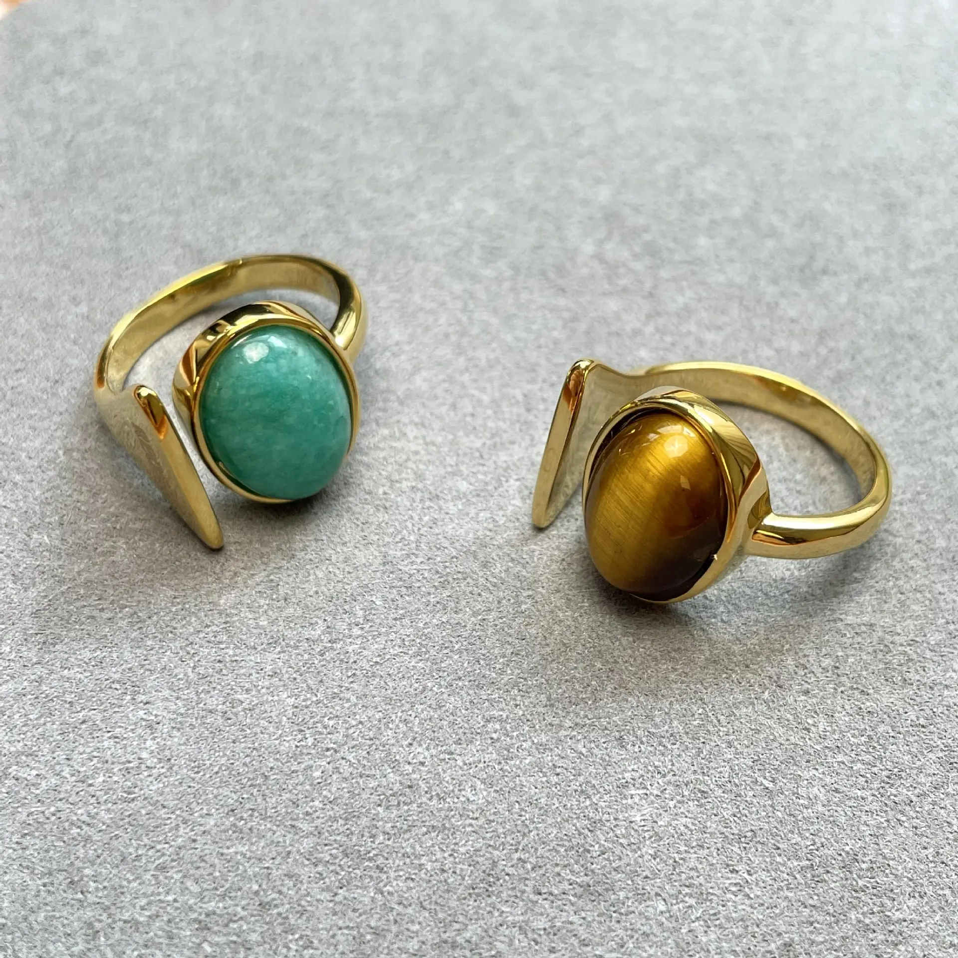 Natural Stone Tigereye Ring Open Ring 0136