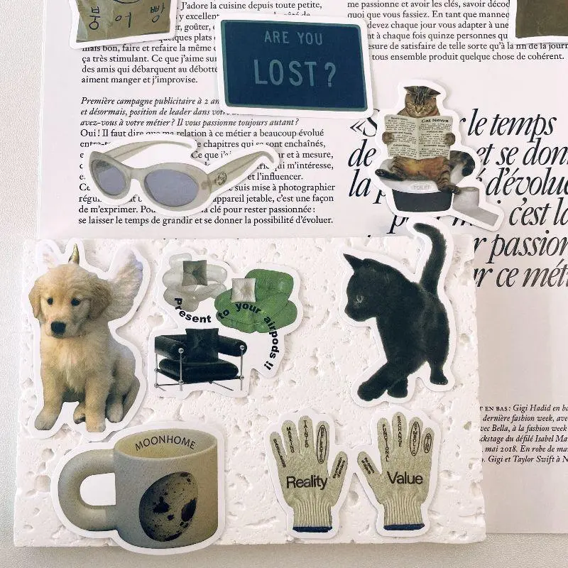 Realistic Style Fashion Decorative Sticker, 57pcs/set Waterproof Self Adhesive Decor Paper, Decor Sticker for Gift Greeting Card Water Bottle Laptop Phone 3