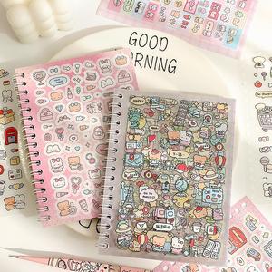 Libro de calcomanías con patrón de dibujos animados, 16 hojas de calcomanías de dibujos animados lindos, calcomanía decorativa hazlo tú mismo para scrapbooking, diario, envoltura de regalos