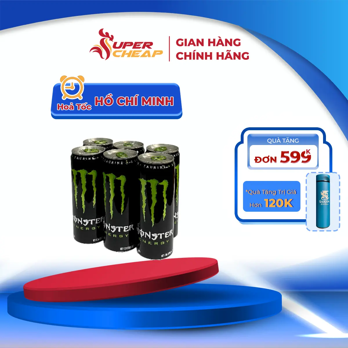 Hộp 6 lon Nước Tăng Lực Giải Khát Monster Energy 355ml/Lon Supercheap Chính Hãng