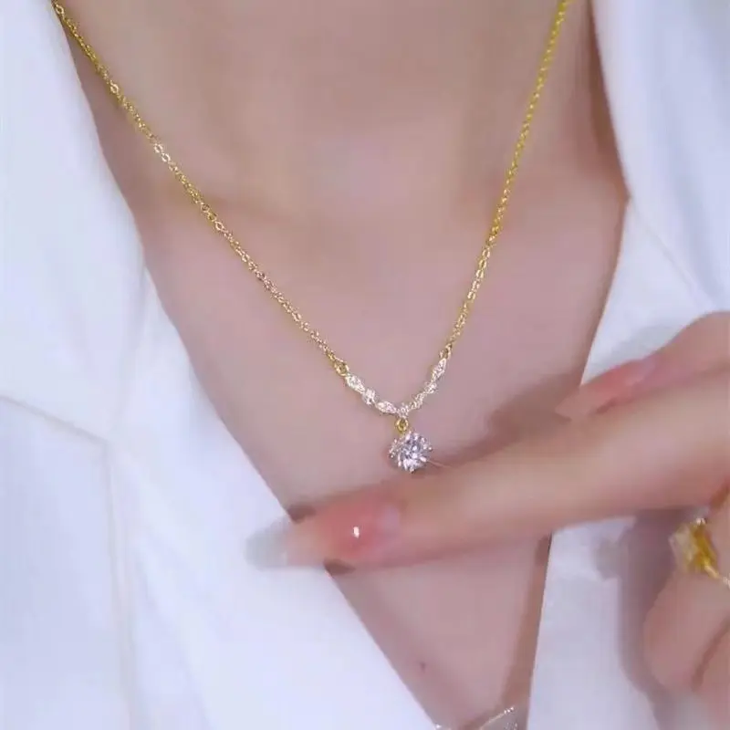 Vòng Cổ Sáng, Kim Cương Đầy Đủ, Dây Chuyền Xương Đòn Nữ, Thiết Kế Đặc Biệt, Giá Cả Phải Chăng, Sang Trọng Và Thanh Lịch, Dễ Phối Đồ, Mặt Dây Chuyền Không Phai Màu, Đồ Trang Trí Chain 1