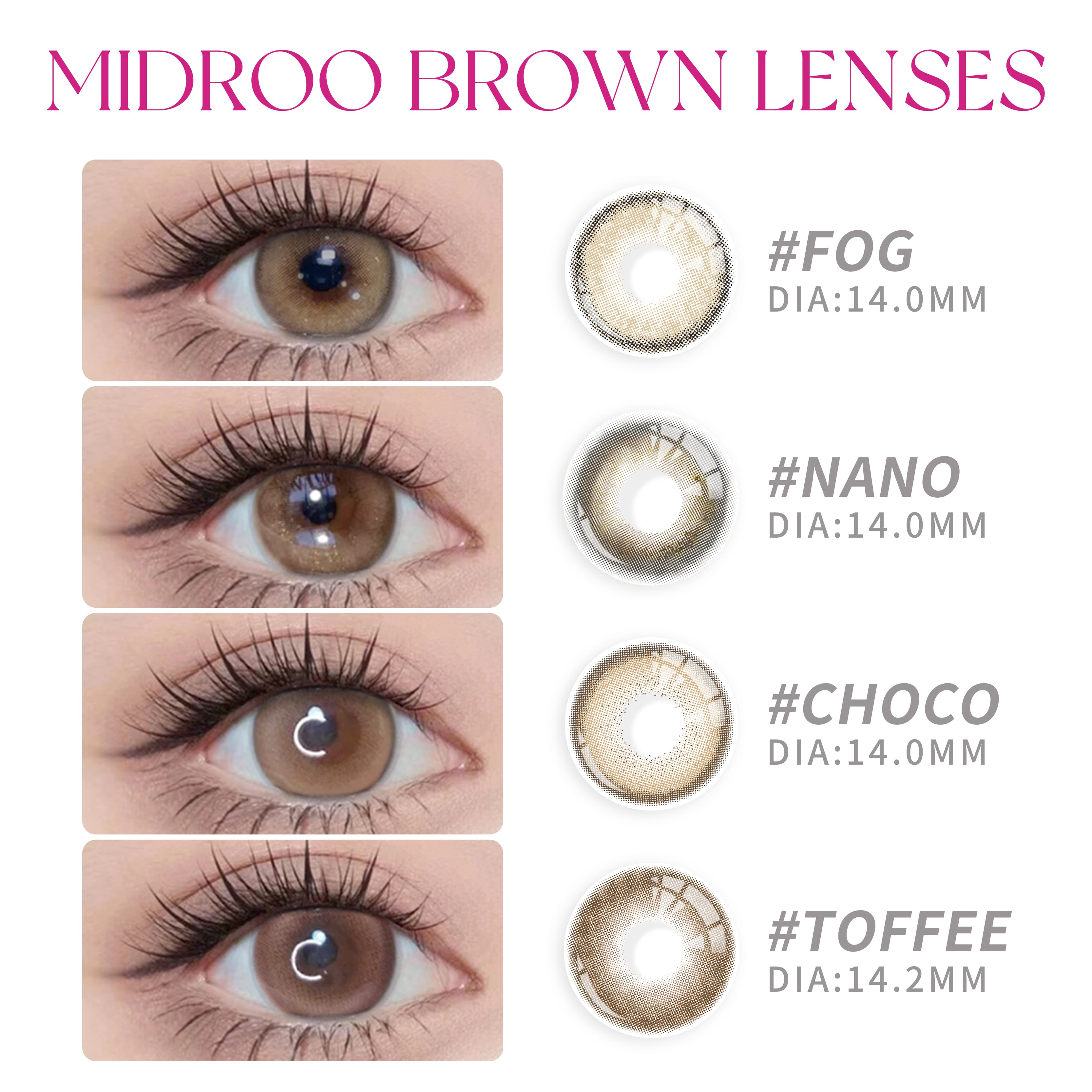 【ซื้อ2คู่ลด10฿ 3คู่แถมน้ำยาล้าง120ML1ขวด】Midroo[0.00~-6.00] คอนแทคเลนส์สีน้ําตาล เลนส์หวานๆ รุ่นธรรม