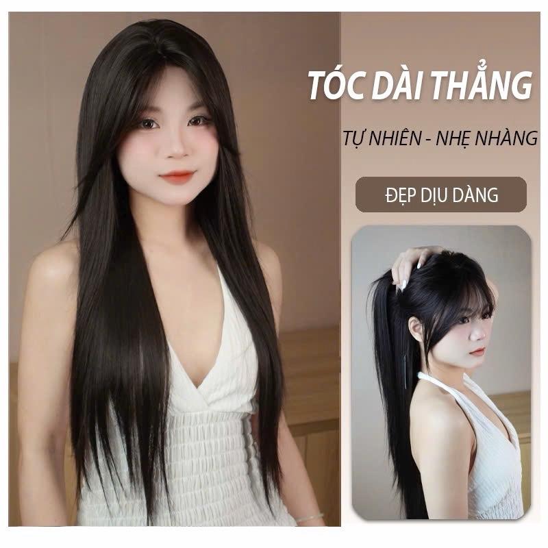 Tóc Giả Nữ Thẳng Nguyên Đầu HALI 60cm nhiều màu chất tơ hàn cao cấp chịu nhiệt