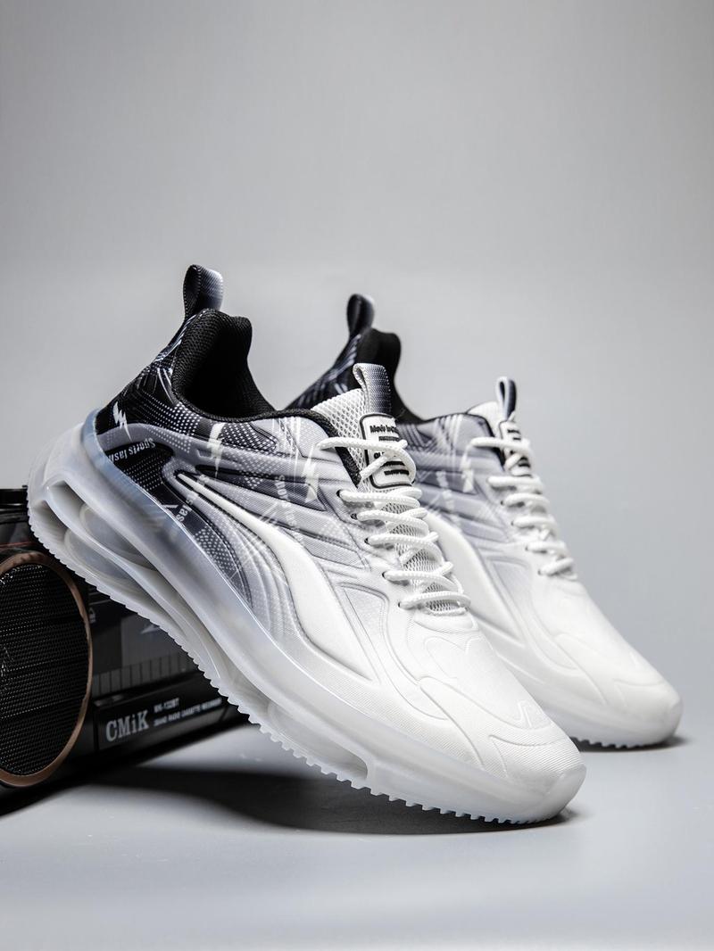 Product Introduction of Men's Fashionable Ombre Pattern Lace Up Air Cushion Running Shoes, Casual Breathable Comfortable Wear-Resistant Sports Shoes, All-Match Outdoor Running Shoes for Daily Wear 6