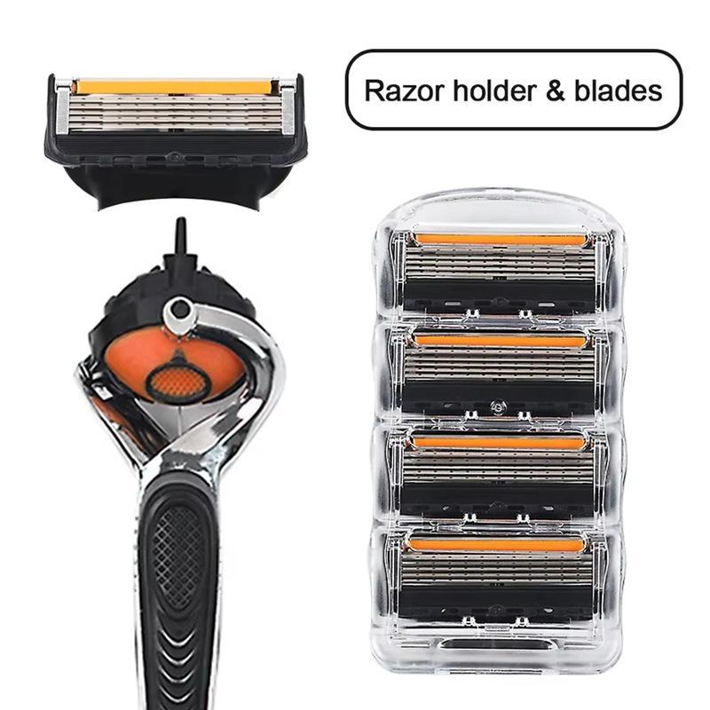 Shaving Razor Shaver Five Layer Blade Manual Razor Blade, Men's Razor Vintage Beard Blade Razor Holder one  blade 5