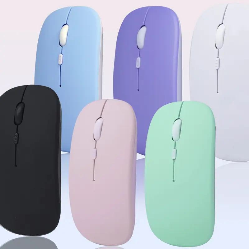 Mouse Wireless Bluetooth Mouse Silent Click Warna Macaron Baterai Ios Computer 0