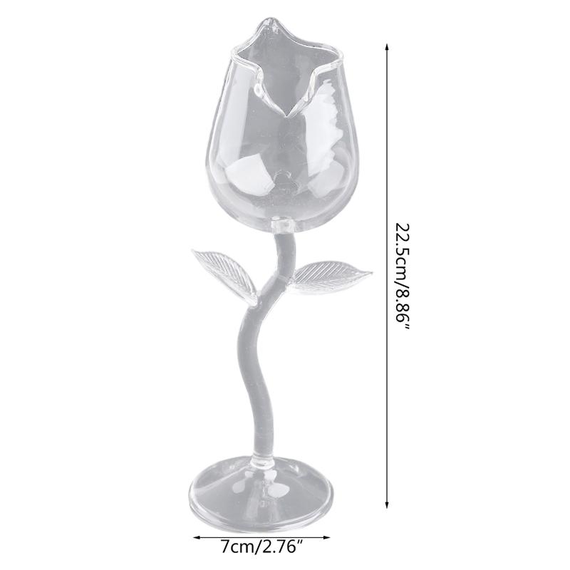 HCSJ 100ml Fancy Red Wine Goblet Exquisite Rose Flower Shape Wine Cocktail Glasses 3