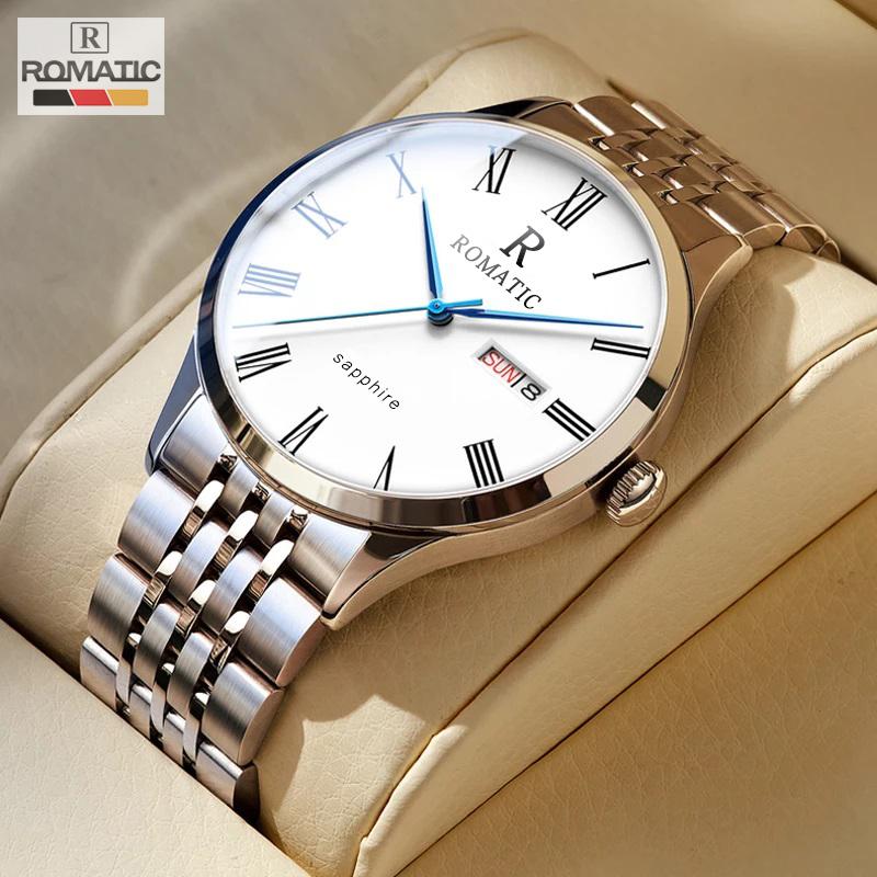 Đồng hồ Nam ROMATIC R8871 Đơn Giản Sang Trọng, Khóa Bướm, Dây Thép Cao Cấp