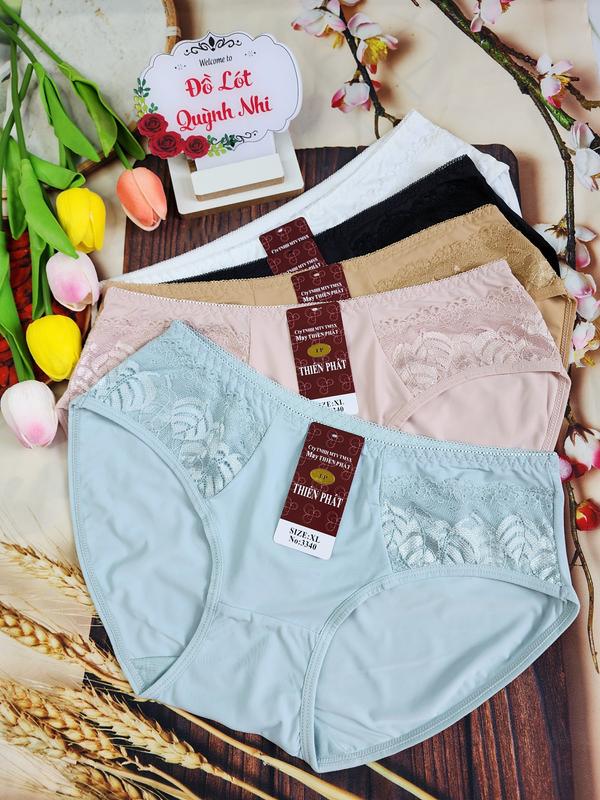 Combo 5 Và 10 Quần Lót Nữ Thun Lạnh Phối Ren Chất Mềm Mịn Thoáng Mát Thấm Hút Mồ Hôi Có 2 Size : 45 - 80 Kg [3340] Women 2