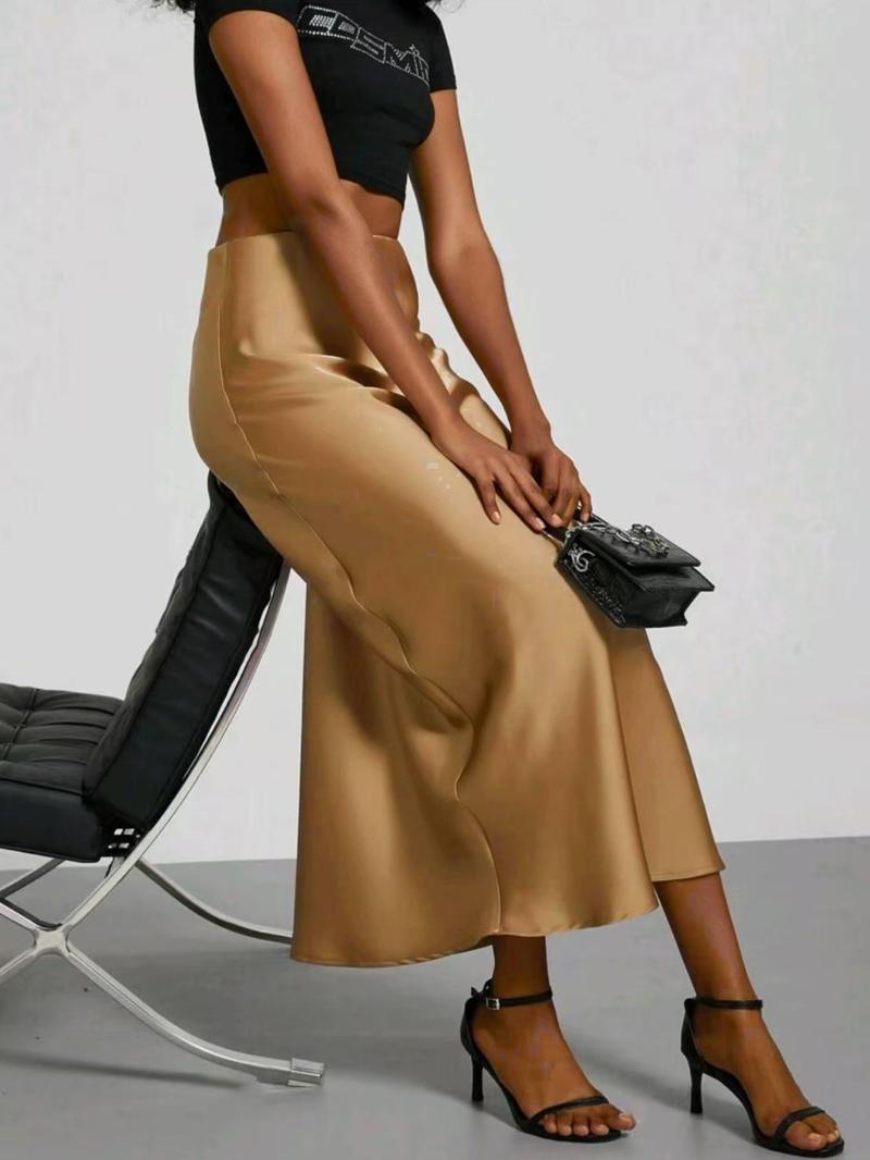 Product Introduction of Women's Solid Color Skirt, Elegant Fashion Casual Skirt for Daily Outdoor Wear, Ladies Bottoms for Summer 6