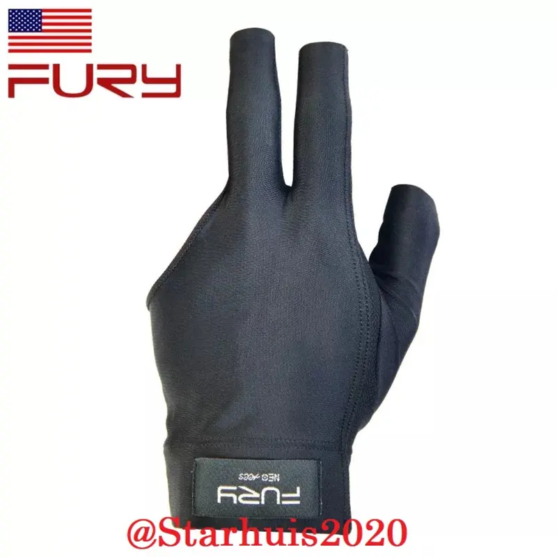 Fury Pro Glove - Open Finger - Sarung Tangan Biliar Billiard Pool Gloves Hitam dan Biru Ball 2