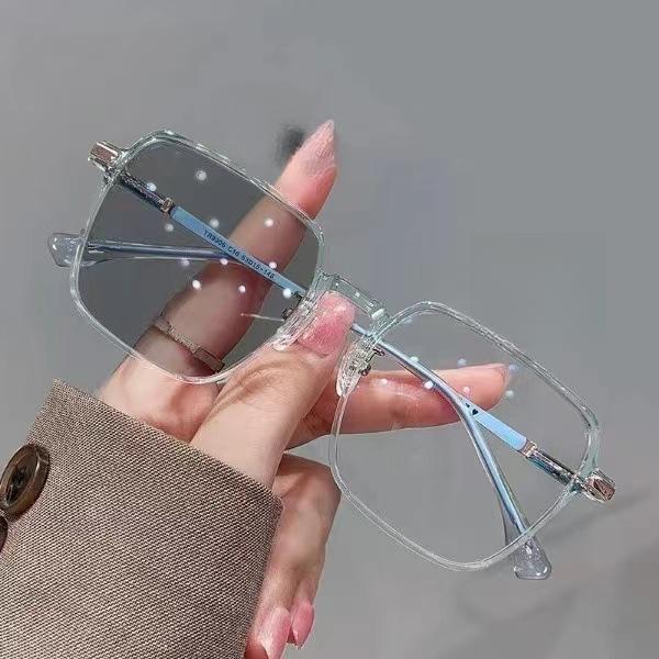 Kính Đổi Màu, Dành Cho Nữ, Siêu Nhẹ, Màu Nâu Lạnh, Gọng Trong Suốt, Ins Ưa Nhìn, Gọng Lớn, Mỏng, Kính Trơn, Thích Hợp Cho Khuôn Mặt Trần Titan kính  nửa  viền 3