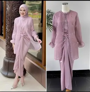 ADEEVA - Jemma Gamis Pesta Kondangan Stelan Pakaian Outer Organza Maxmara Premium Dress Baju Bridesmaid Sragam Wanita Muslim Mewah Bisa cod Remaja Lebaran Dewasa Syari