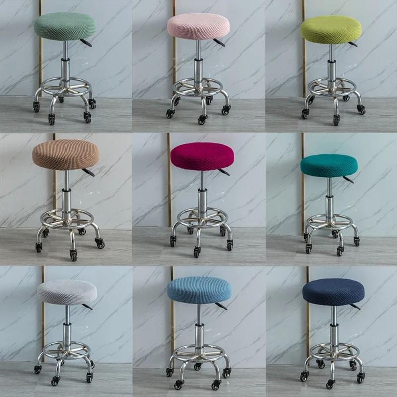 Solid Color Bar New Solid Color Bar Stool Cover Elastic Stretchable Round Chair ...